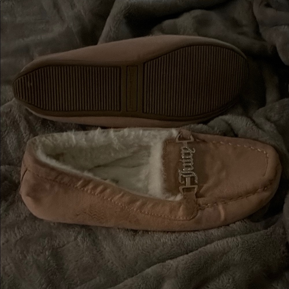 Juicy Couture Brown Moccasins with White Fur Lining